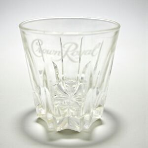 Vintage Crown Royal Etched Rock Glass Tumbler Italy Starburst Base Rocks Lowball